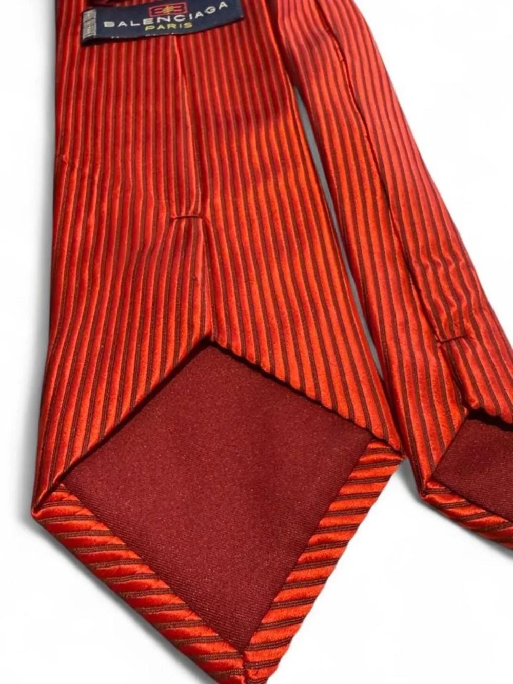 Balenciaga Red  Striped Silk Tie 60